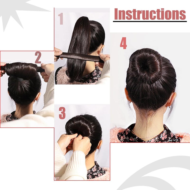 FORESRUM 4 Pcs Magic Donut Hair Accessory - Ballet Bun Maker for Women and Kids (4 Black) - Image 2